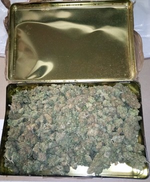 marihuana w metalowym pudełku