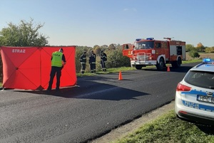 Policjanci zabezpieczają miejsce wypadku