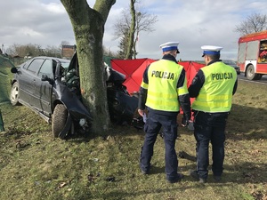 Policjanci na miejscu wypadku