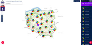 widok na mapę Polski w Krajowej Mapie Zagrożeń Bezpieczeństwa