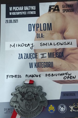 Dyplam za zajęcia II miejsca.