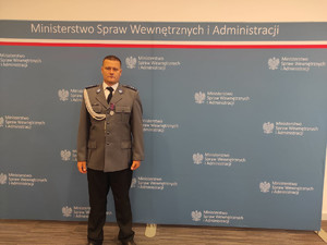 Uroczystości w sali MSWiA - policjant z Inowrocławia.