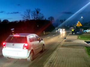 policjanci kontrują pojazdy w ramach działań Trzeźwy kierujący