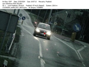 zdjęcie z pomiaru laserowego miernika prędkości