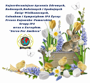 Grafika z życzeniami Wielkanocnymi. Plik JPG.