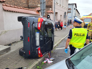 Miejsce wypadku samochodowego.