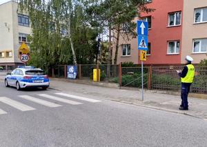 Policjanci podczas kontroli infrastruktury drogowej