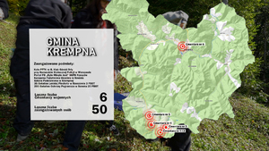 Mapy poszczególnych powiatów z zaznaczonymi cmentarzami i zaangażowanymi podmiotami.