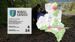 Mapy poszczególnych powiatów z zaznaczonymi cmentarzami i zaangażowanymi podmiotami.