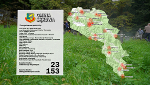 Mapy poszczególnych powiatów z zaznaczonymi cmentarzami i zaangażowanymi podmiotami.