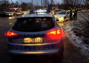 Policjanci ruchu drogowego podczas działań "Niechronieni uczestnicy ruchu drogowego"