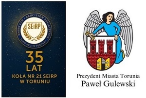 herb torunia i okolicznościowy plakat 35-lecia SEIRP