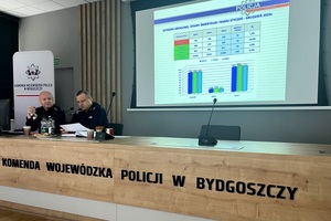 Naczelnik WRD oraz Zastępca KWP w Bydgoszczy podczas odprawy