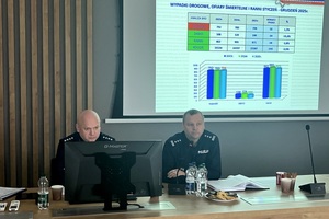 Naczelnik WRD oraz Zastępca KWP w Bydgoszczy podczas odprawy