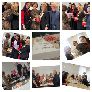 kolaż zdjęć z pożegnania emerytki - Hanny Szymczak