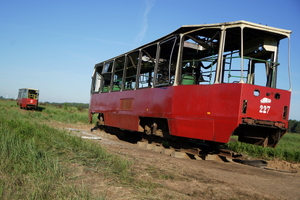 ujęcie na zniszczenia w tramwaju