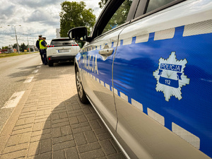 Policjanci w trakcie działań na drodze