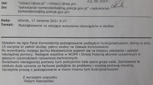 mail z podziękowaniami dla policjantów