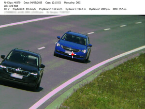 pojazdy, które nie zachowały bezpiecznego odstępu od poprzedzającego pojazdu