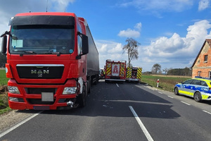 Policjant pracujący na miejscu zdarzenia drogowego.
