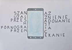 Plakat profilaktyczny powstał w ramach programu "Sztuka Wyboru". Plakaty są dostępne na licencji Creative Commons - Uznanie autorstwa - Użycie niekomercyjne - Bez utworów zależnych 4.0 Międzynarodowe. W związku ilością grafik nadesłanych na konkurs i ich abstrakcyjną formą grafika nie posiada alternatywnego opisu, jednak serdecznie zachęcamy do kontaktu z administratorem strony, który z przyjemnością przybliży Państwu program i różnorodność zrealizowanych w jego ramach prac.