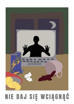 Plakat profilaktyczny powstał w ramach programu "Sztuka Wyboru". Plakaty są dostępne na licencji Creative Commons - Uznanie autorstwa - Użycie niekomercyjne - Bez utworów zależnych 4.0 Międzynarodowe. W związku ilością grafik nadesłanych na konkurs i ich abstrakcyjną formą grafika nie posiada alternatywnego opisu, jednak serdecznie zachęcamy do kontaktu z administratorem strony, który z przyjemnością przybliży Państwu program i różnorodność zrealizowanych w jego ramach prac.